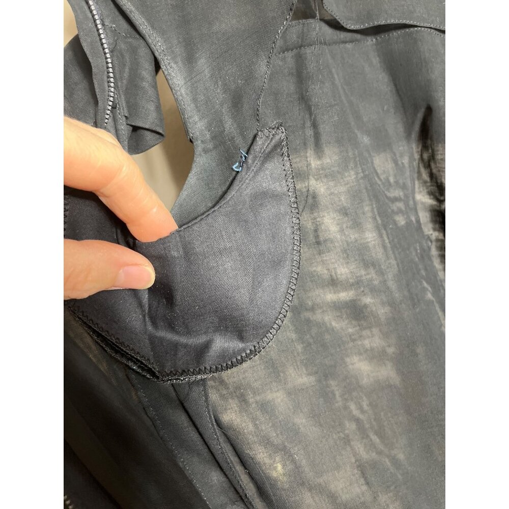 Vintage Black Dress Fitted Sheer Belt Midi Classic Cap Sleeve Pristine Womens S - Picture 8 of 12